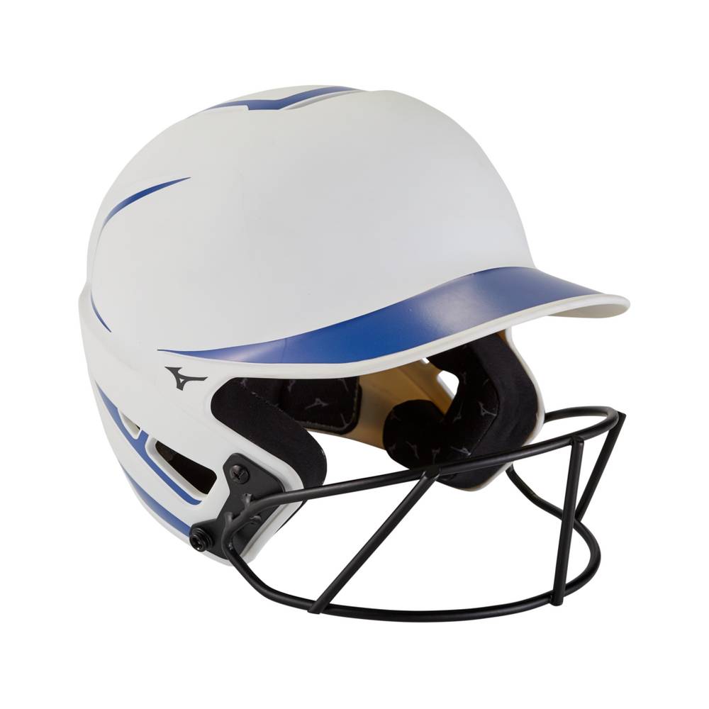 Capacete Mizuno F6 Fastpitch Softball Batting - Mulher - Branco/Azul Marinho - IBYSG1530